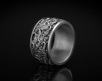 Anel com ondas do mar, prata esterlina, faixa de ondas, joia de praia, estilo surfista, design náutico, inspirado no mar, acessório costeiro, amante do oceano