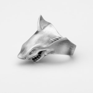 Sterling Silver Shark Ring, Ocean Jewelry, Sea Life, Marine Gift, Shark Lover, Ocean Theme, Aquatic Design, Surfer Gift, Beach Accessory