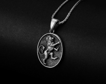 Pingente Leão Real em Prata de Lei, Colar do Zodíaco Leão