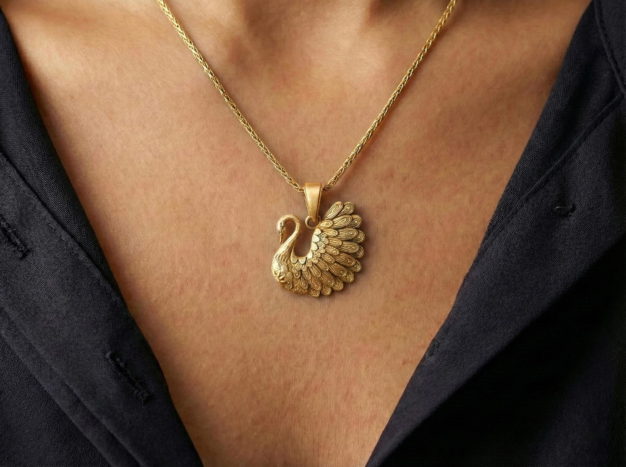 Collana con ciondolo a forma di cigno in argento sterling, elegante gioiello a forma di uccello - Italia