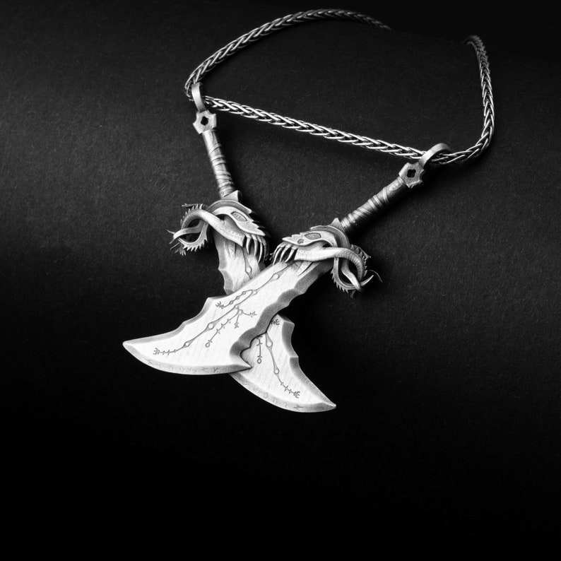 Blades of Chaos Kratos Necklace God of War Sterling Silver Etsy