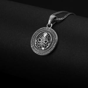 Cthulhu Necklace, Lovecraft Jewelry, Personalized Gift, Sterling Silver, Cthulhu Prayer, Custom Engraving