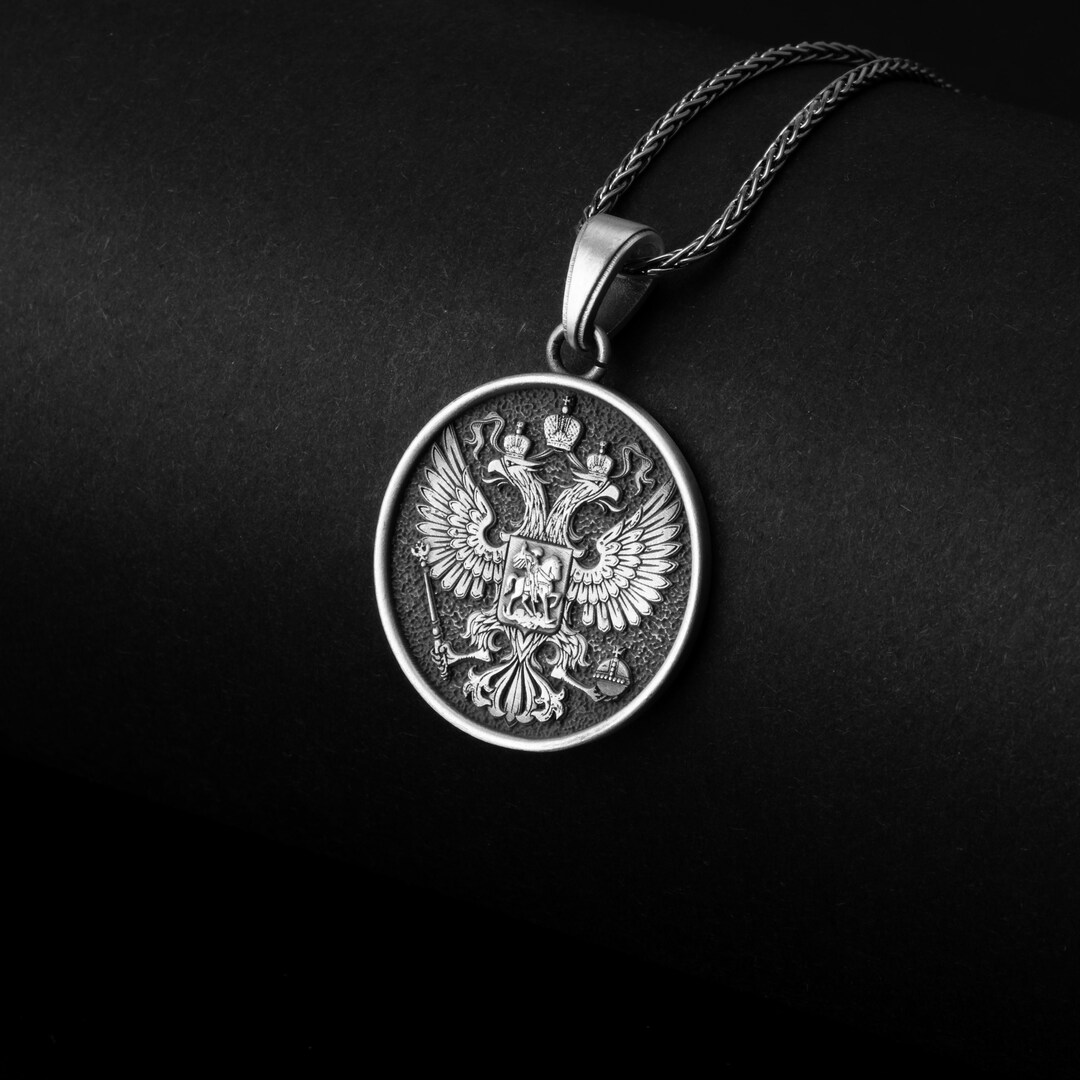 Russian Necklace, Coat of Arms, Twoheaded Eagle, Silver Eagle, National Emblem, Heritage