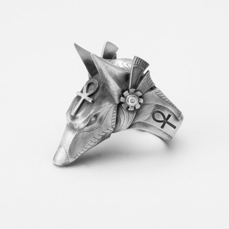 Anubis Ring, Ankh Symbol, Anubis Ankh, Egyptian Ring, Sterling Silver, Ancient Egypt, Ankh Jewelry, Unique Piece, Spiritual, Mythology image 7