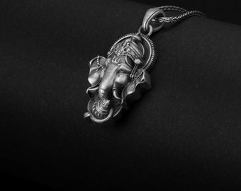 Sterlingzilveren Ganesha-ketting, hanger hindoe-olifantgod