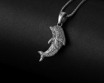 Sterling Silver Dolphin Necklace, Ocean Jewelry, Marine Life