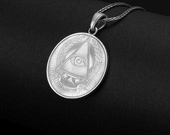Sterling Silver Illuminati Pendant, All Seeing Eye Necklace