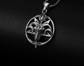 Baphomet Talisman, Satanic Pendant, Occult Necklace, Goat Head Pendant, Witchcraft Accessory, Dark Arts, Gothic Jewelry