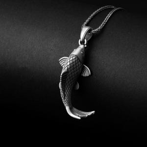 Sterling Silver Carp Necklace, 3D Fish Pendant, Angler Gift