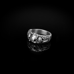 Gothic Skull Ring, Sterling Silver, Dark Fashion, Memento Mori, Macabre Jewelry, Edgy Style, Gothic Accessory, Statement Ring, Biker Ring image 6