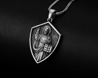 Saint Dominic Necklace, Dominic Pendant, Religious Gift, Christian Pendant, Prayer Necklace, Catholic Jewelry, Patron Saint Pendant