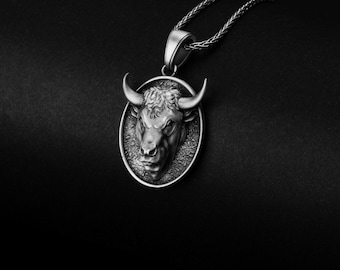 Bull Pendant, Taurus Symbol, Zodiac Jewelry, Strength Emblem, Men's Jewelry, Unique Design, Animal Symbol
