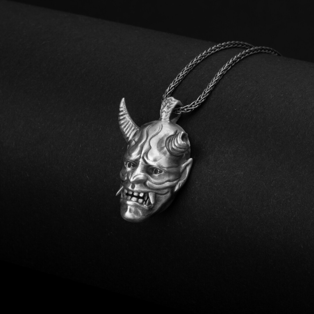 Oni Mask Pendant, Samurai Necklace, Japanese Jewelry, Unique Accessory ...