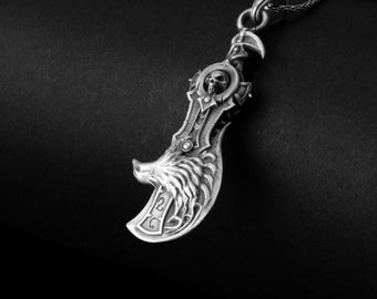 Anime Axe Necklace, Fantasy Weapon, Silver Battleaxe, Manga Inspired, Cosplay Accessory, Anime Lover Gift, Unique Pendant, Handcrafted