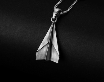 Origami Plane, Paper Airplane, Origami Jewelry, Plane Pendant, Unique Necklace, Handmade Jewelry, Aviation Pendant