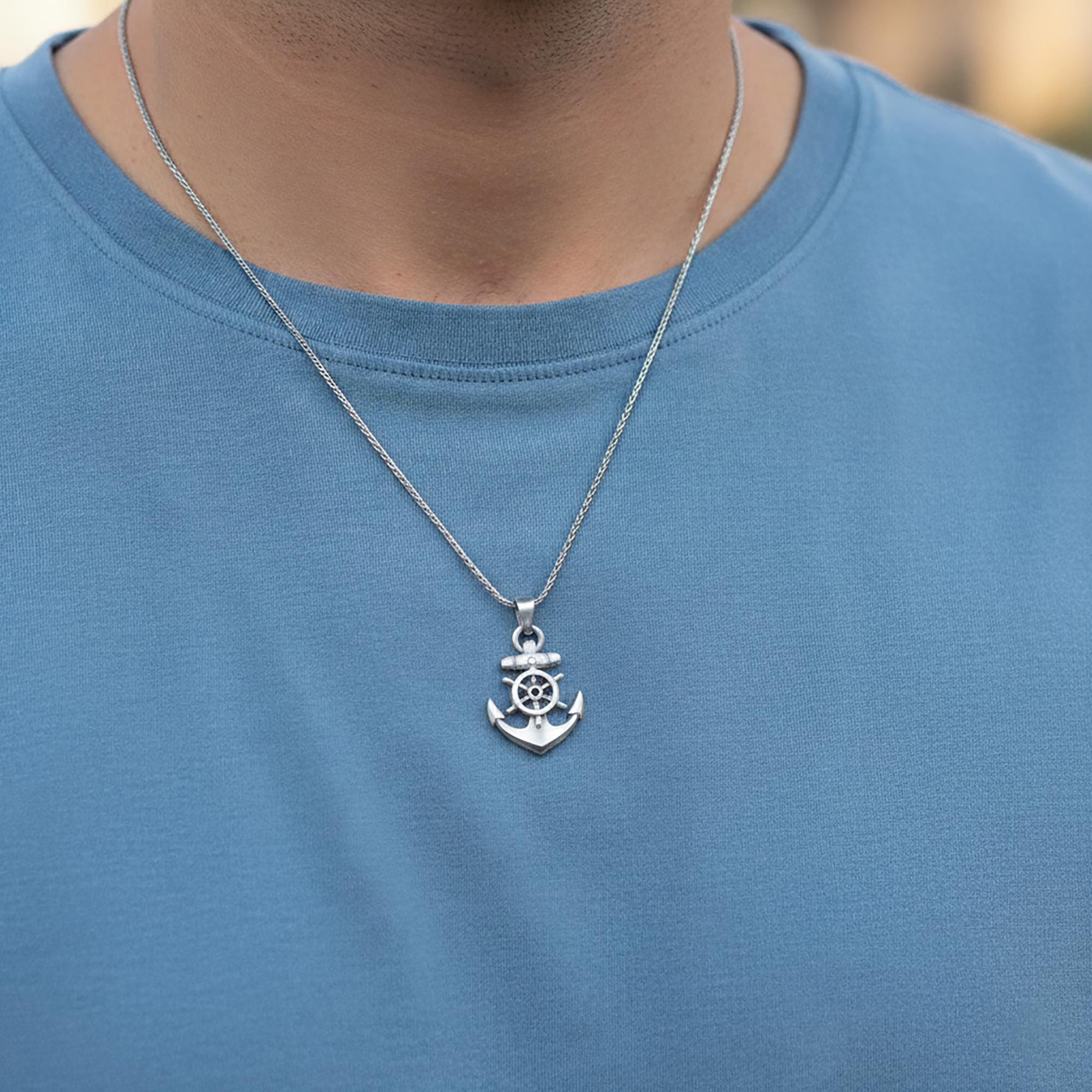 Collana in argento sterling ANCHOR, timone per barca, ruota della nave, collana con timone, amanti delle barche, regali per gli amanti del mare - Italia
