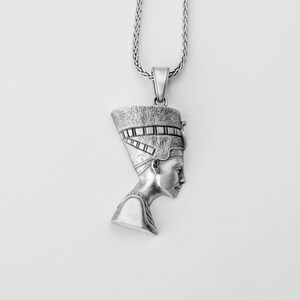 Nefertiti Pendant, Egyptian Jewelry, Silver Nefertiti, Ancient Egypt, Queen Necklace, Historical Charm, Powerful Woman image 6