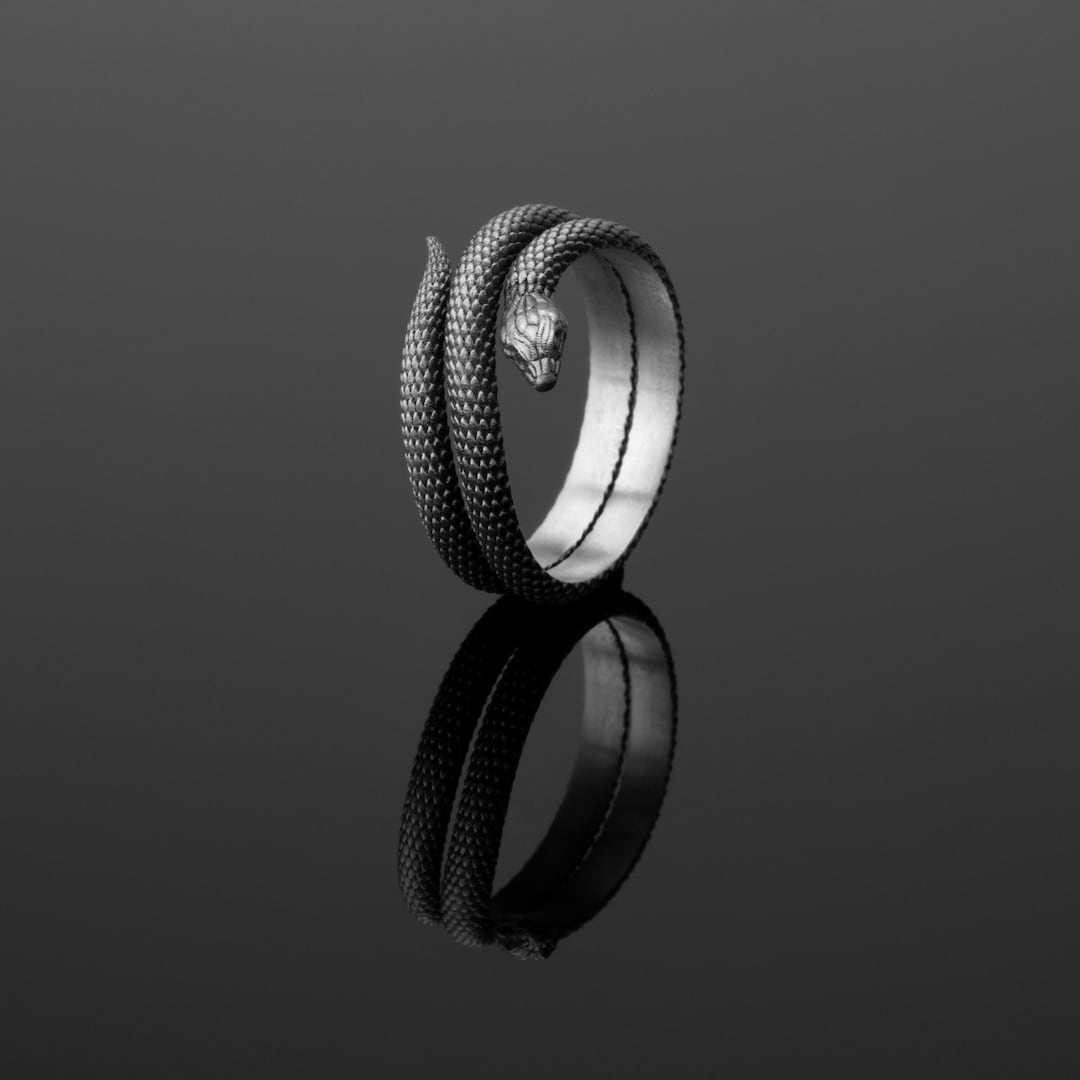 Python Magnetic Ring Adjustable Snake Ring, Python Silver Ring, Wrapping Snake Ring, Reptile ...