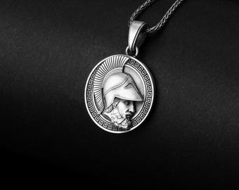 Spartan Necklace, Greek Warrior, Roman Soldier, Warrior Pendant, Helmet Design, Gladiator Charm, Heroic Figure,
