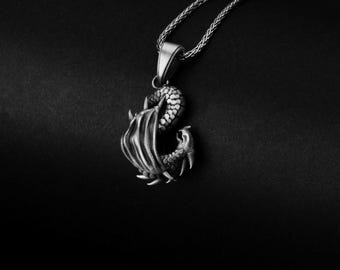 Wyvern Charm Pendant, Dragon Necklace, Mythical Creature, Fantasy Jewelry, Dragon Lover Gift
