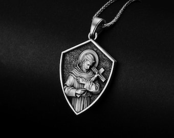 Saint Francis Necklace, Francis of Assisi Pendant, Prayer Necklace, Christian Gift, Religious Jewelry, Catholic Charm, Faith Accessory
