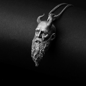 Sterling Silver Mimir Necklace, Norse God Pendant, Viking Jewelry