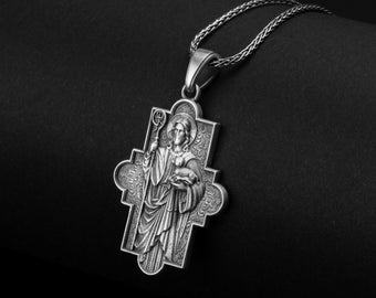 Sterling Silver Jesus Shepherd Pendant Necklace, Christian Faith Jewelry