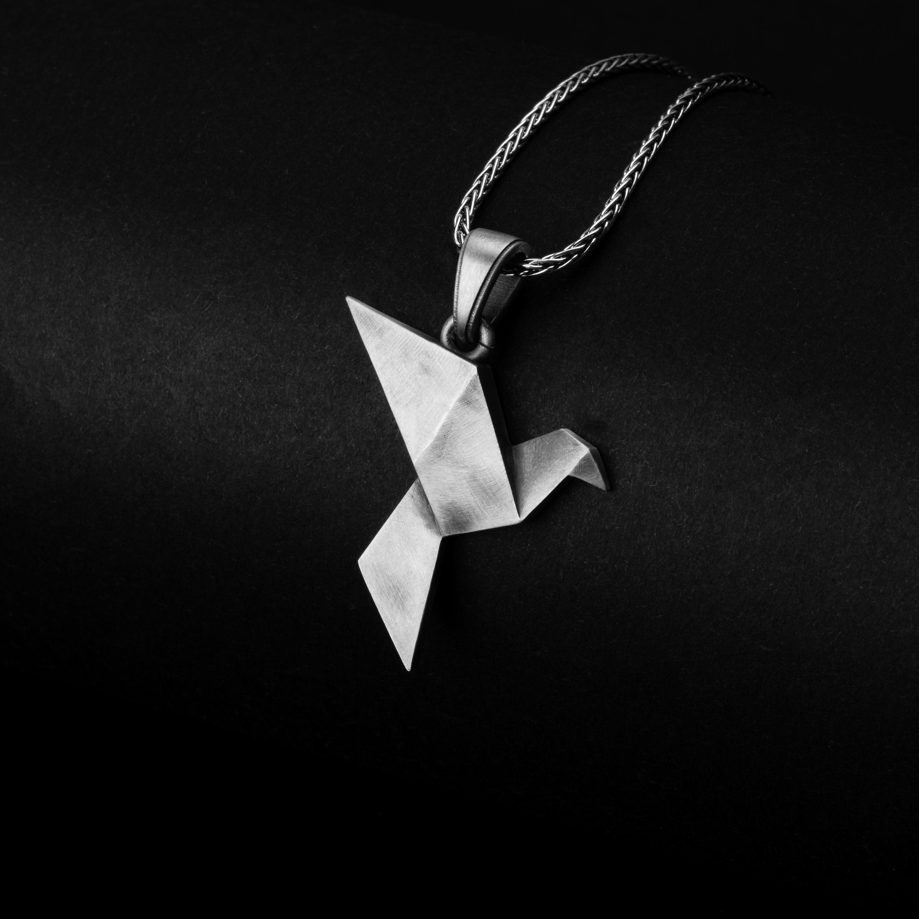 Origami Dove, Pigeon Pendant, Peace Symbol, Dove Necklace, Bird Charm, Silver Dove, Handmade Jewelry