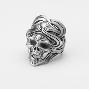 Wizard Skull Ring, Magic Hat, Sorcerer&#39;s Ring, Mystical Jewelry, Fantasy, Enchanted Design, Magical Style, Spellcaster, Witchcraft, Wiccan