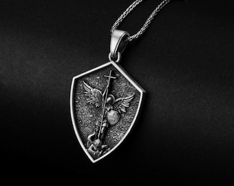 St Michael Pendant, Archangel Necklace, Religious Gift, Christian Pendant, Prayer Necklace, Defeating Satan