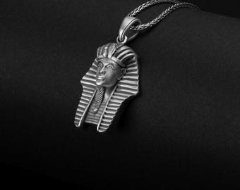 Tutankhamun Pendant, Silver Pharaoh, Ancient Egypt, King Tut Necklace, Egyptian Jewelry, Pharaoh Amulet, Egyptian Gift