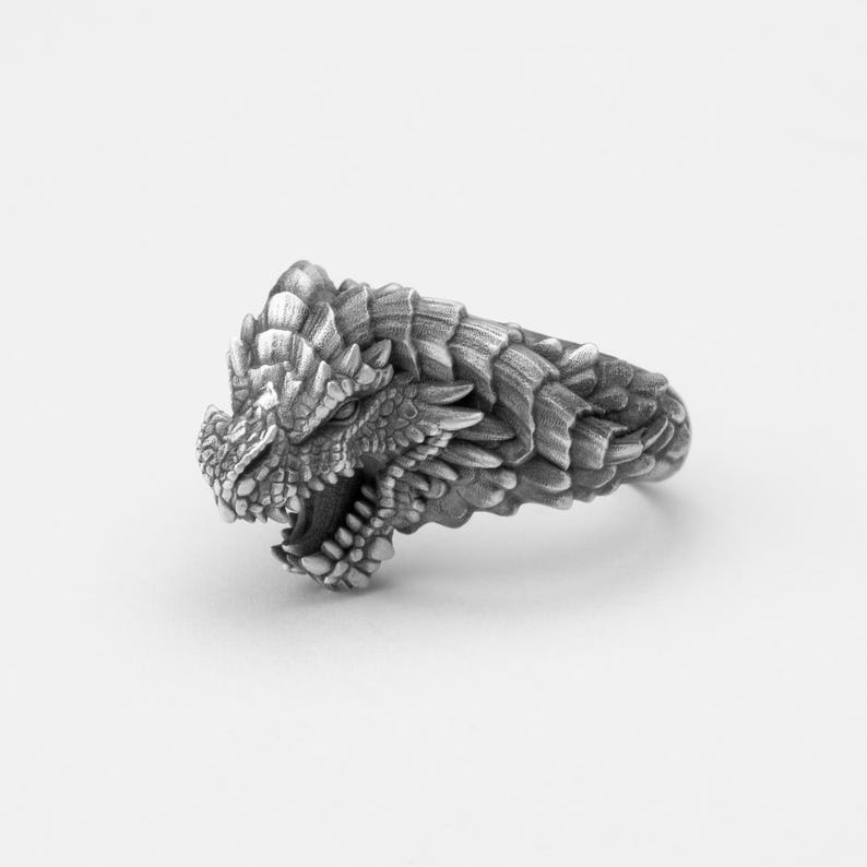 Fierce Dragon Ring, Mythical Creature, Dragon Jewelry, Fire Breather, Fantasy Ring, Gothic Style, Bold Statement, Medieval Inspired image 8