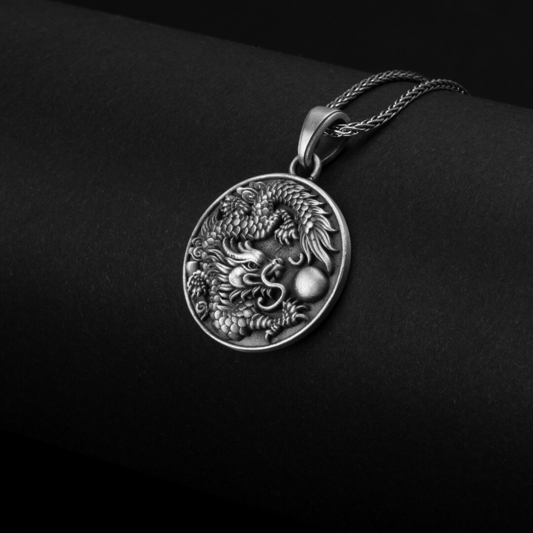 Serpent Dragon, Galatea Momento, Asian Pendant, Dragon Pearl, Mythical