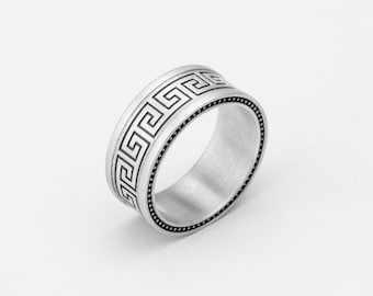 Greek Design Ring, Sterling Greek Ring, Greek Style Band, Greek Art Ring, Greek Pattern Ring, Ancient Greek Ring, Hellenic Band Ring