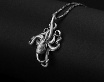 Octopus Necklace, Kraken Pendant, Sea Creature, Tentacle Design, Silver Octopus, Marine Jewelry, Nautical Charm, Ocean Inspired