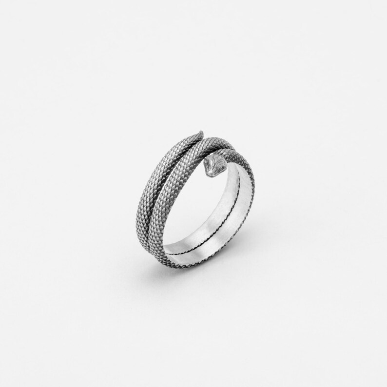 Anel de cobra ajustável, anel de prata píton, anel de cobra envolvente, anel de banda de réptil, anel de banda de cobra, anel de píton esterlina, anel deslizante imagem 6