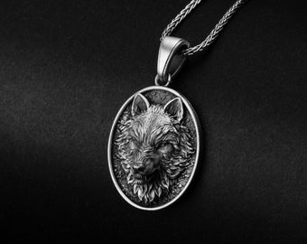 Pingente de lobo em prata de lei, colar celta viking, presente personalizado