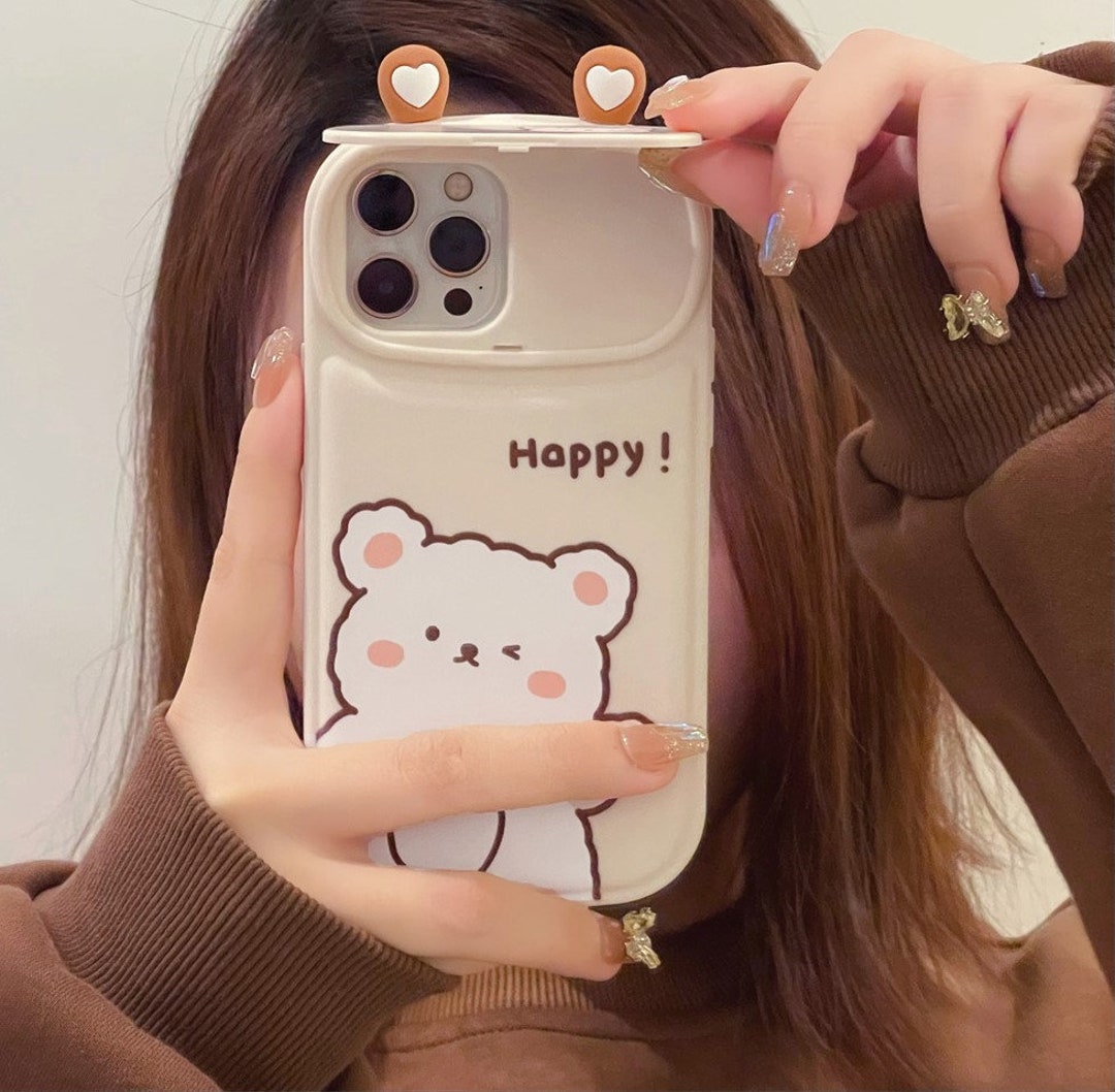 3D Cute Cartoon Bunny Bear Vanity Mirror Apple Case Soft Etsy