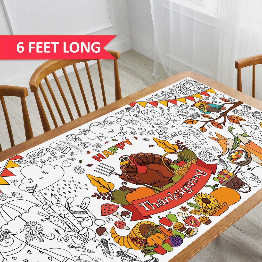 Thanksgiving Giant Coloring Page for Kids | Thanksgiving Table Decor ...