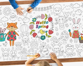 Spring Easter Giant Coloring Poster for Kids Coloring Activity Coloring Banner for Coloring Kids | Large Activity Sheet