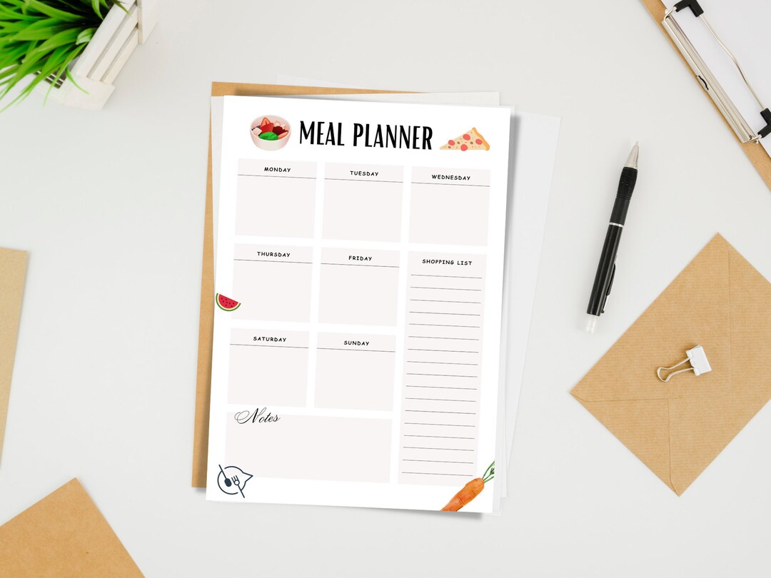 Minimal Meal Planner With Grocery List Plan, Meal Plan, Groceries