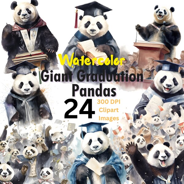 Graduation Panda Clipart - Etsy