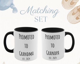 Pregnancy Announcement Grandparent Mug Set Baby Announcement Grandma Grandpa Mug Set,New Grandma Gift,New Grandpa gift,Baby Announcement