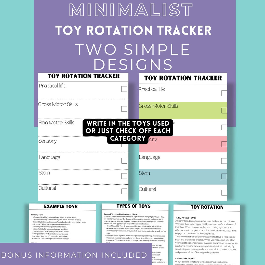 Minimal, Simple Tracker Chart Montessori Toy Rotation, Developmental ...