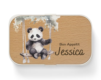 Custom kid's lunch box with name and custom message, Animal-themed panda children's lunch box, children's enrollment, Back to school gift