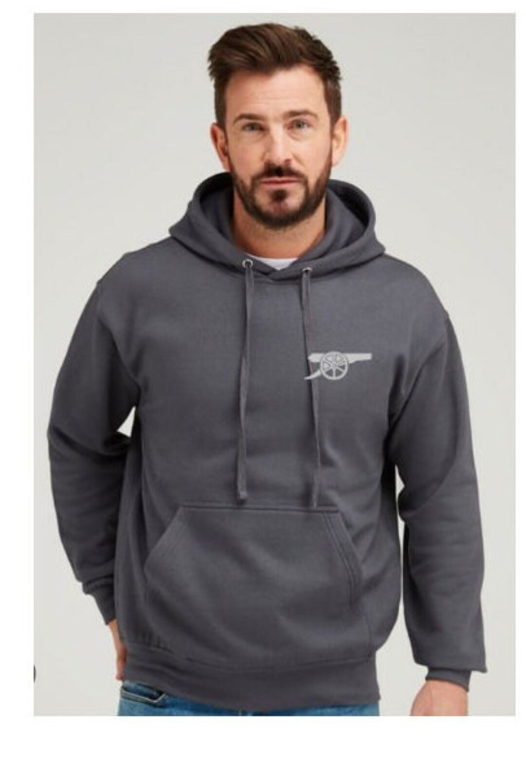 Arsenal/gooners Silver on Charcoal Hoodie Etsy UK