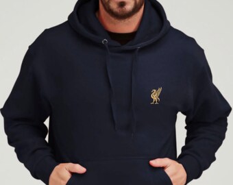 Gold Liver Bird on Black Football Hoodie