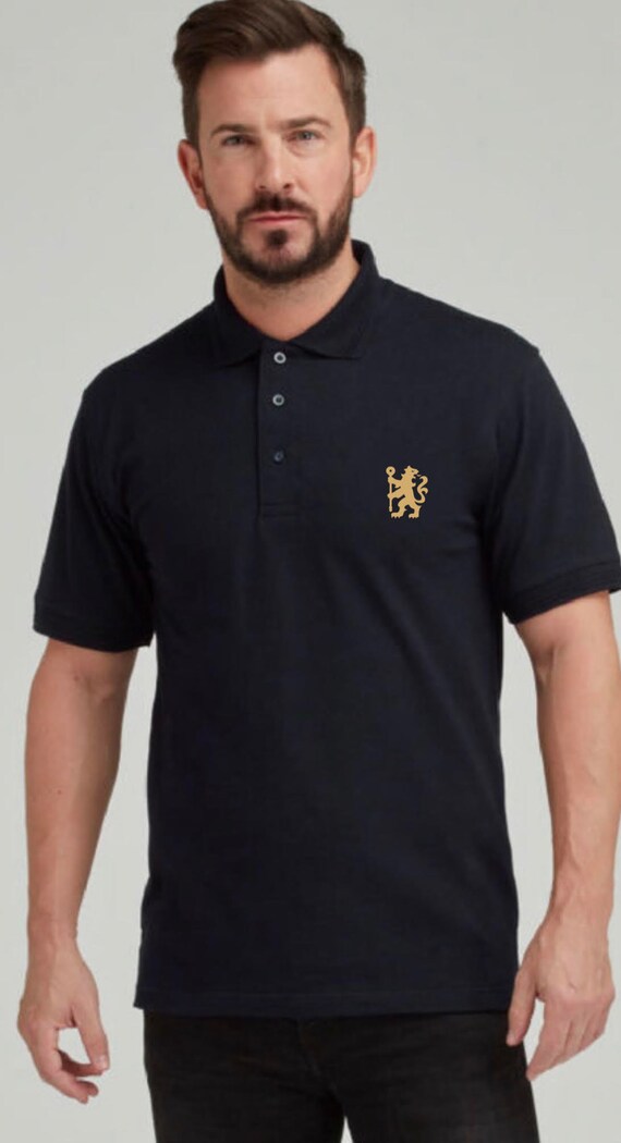 Gold Lion on Black Football Polo Shirt Etsy UK