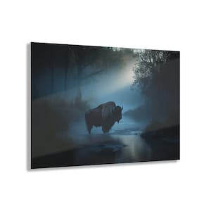 Yellowstone Bison in Blue Hues | Acrylic Wall Art