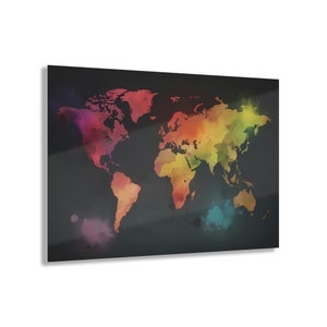 Carte du monde colorée | Art mural acrylique